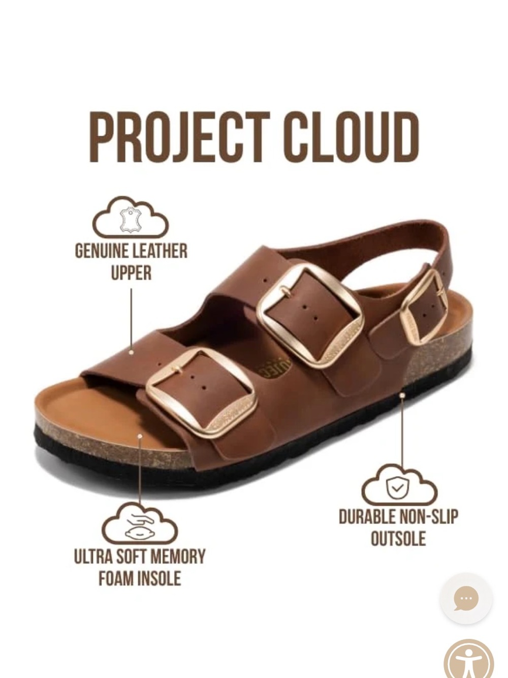 NWT Project Cloud Garda Genuine Leather Big Buckle Sandals Size 9 - Picture 2 of 14